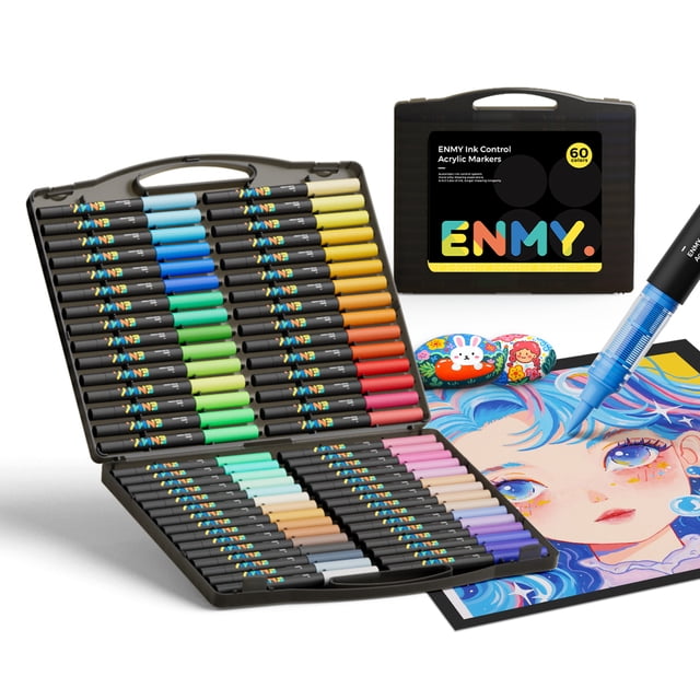 ENMY 60 Colors Direct Liquid Water-Based Brush Tip Acrylic Paint ...