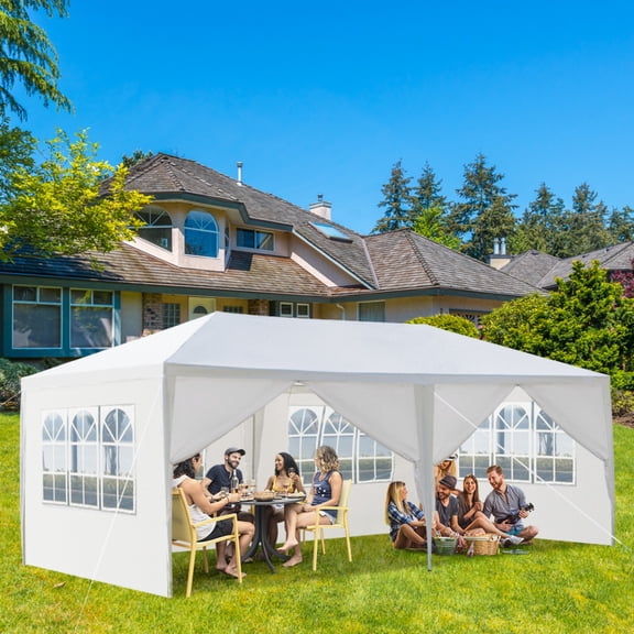 ENNSOO 10x20 Outdoor Party Canopy Tent with 6 Removable Sidewalls, Waterproof PE Cloth for Wedding Party BBQ Parking Shed