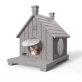 thumbnail image 1 of ENNSOO Cat House Compact Single Layer Space Saving Design Durable Plastic Material Moisture Proof Mold Resistant With Ventilation And Rounded Edges For Indoor Home Use, Gray, 1 of 5