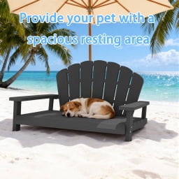 ENNSOO Outdoor Pet Lounger Classic Lounge Chair-Style Weatherproof Pet Bench for Small to Large Dogs, Sturdy Patio Pet Furniture for Yard, Beach & Deck