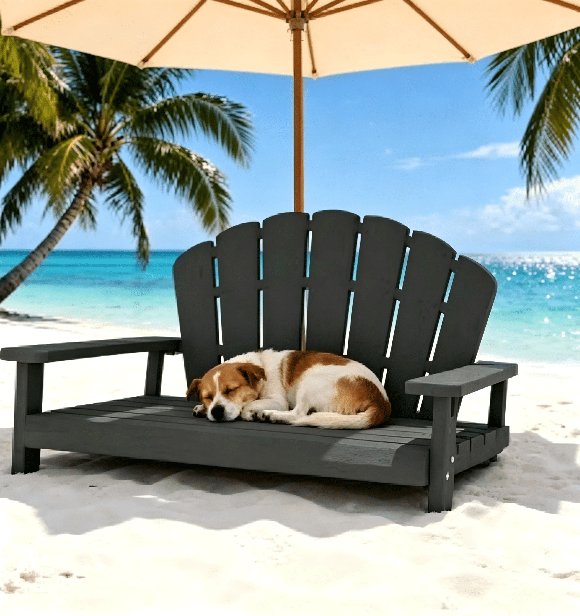 ENNSOO Outdoor Pet Lounger – Classic Lounge Chair-Style Weatherproof Pet Bench for Small to Large Dogs, Sturdy Patio Pet Furniture for Yard, Beach & Deck