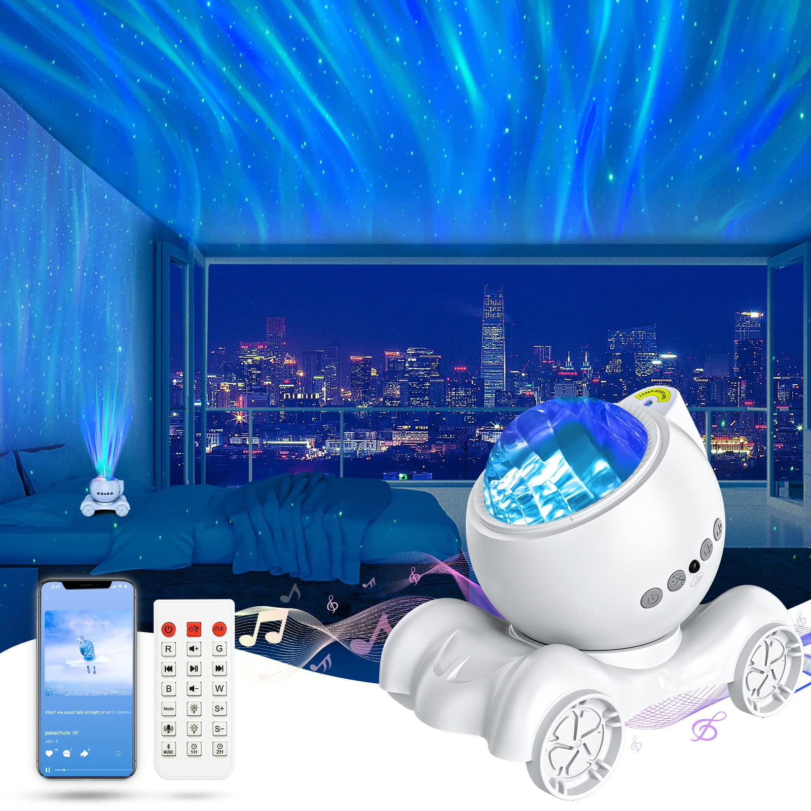 ENOKIK Aurora Projector, Galaxy Projector for Bedroom Built-in Bluetooth  Speaker, Night Light Projector for Kids Adult, Star Projector for  Bedroom/Ceiling/Party/Gift 