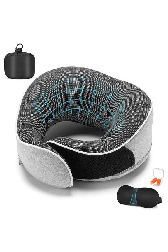 Travel Pillows for Airplanes, Memory Foam Neck Pillow for Cars, Trains & Office