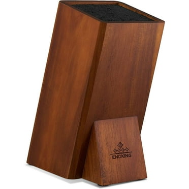 ENOKING Universal Knife Storage Block Without Knives, Acacia Wood Knife Holder Organizer with Single Bristles