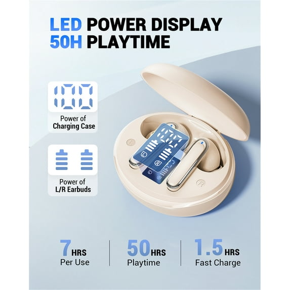 ENOMIR Wireless Earbuds BT5.1 & IPX5 New Built-in Earphone, HD Sound Receiver with Charging Case, Gold