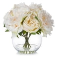 thumbnail image 1 of ENOVA FLORAL Artificial Peony Flower with Vase, Fake Flowers Arrangement in Vase, Artificial Flower with Vase, Faux Peony in Glass Vase for Home Office Kitchen Decor, 1 of 4