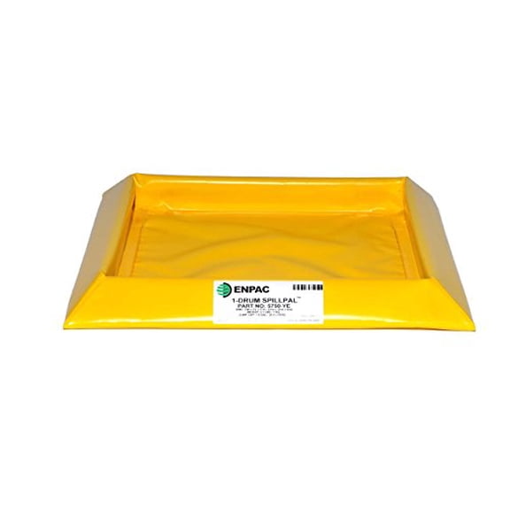 ENPAC 1 Drum SpillPal Spill Pad, Yellow, Foam Sidewalls, Low-Profile, Tough, Durable, Two-way Air Relief, Foldable