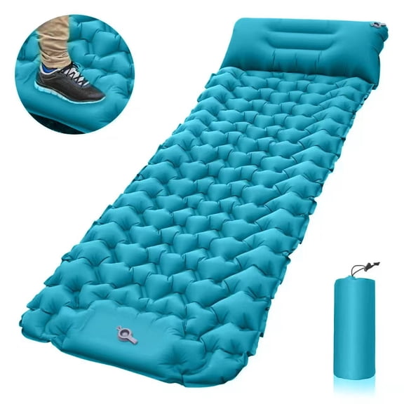 ENQIZ Camping Sleeping Pad - Inflatable Air Mattress with Built-in Foot Pump, 77"x27"x3.5" Ultralight Sleeping Mat for Camping/Hiking/Travel, Supports 400lbs