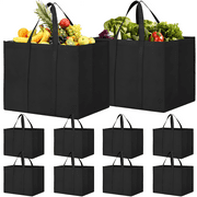 Reusable Grocery Bags with Long Handles, 10 Pack , 35L Large Foldable Reusable Shopping Bags,Durable and Eco Friendly-Grey, Washable Shopping Bags