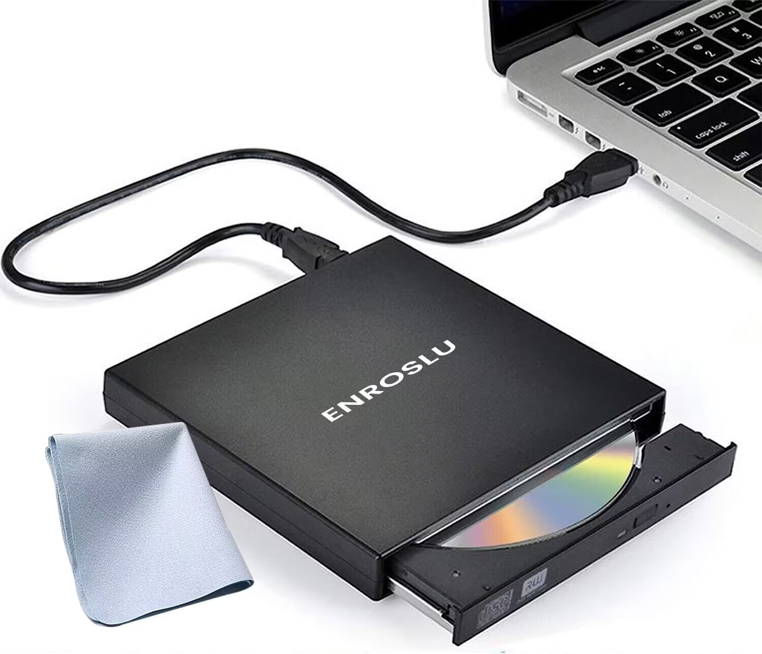 Enroslu External DVD Drive - USB 2.0 CD/DVD-ROM, CD-RW Player, Slim ...