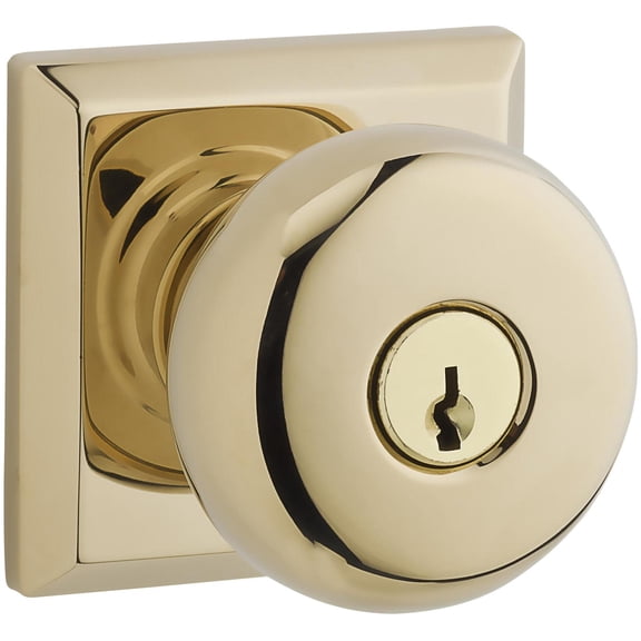 ENROUTSR003 Entry Round Knob and Traditional Square Rose with 6AL Latch and Dual Strike Lifetime Brass Finish