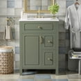 thumbnail image 1 of ENSHUI  24-Inch Bathroom Vanity with Ceramic Sink, 1 Soft Close Door, 2 Soft Close Drawers, Green, 1 of 15
