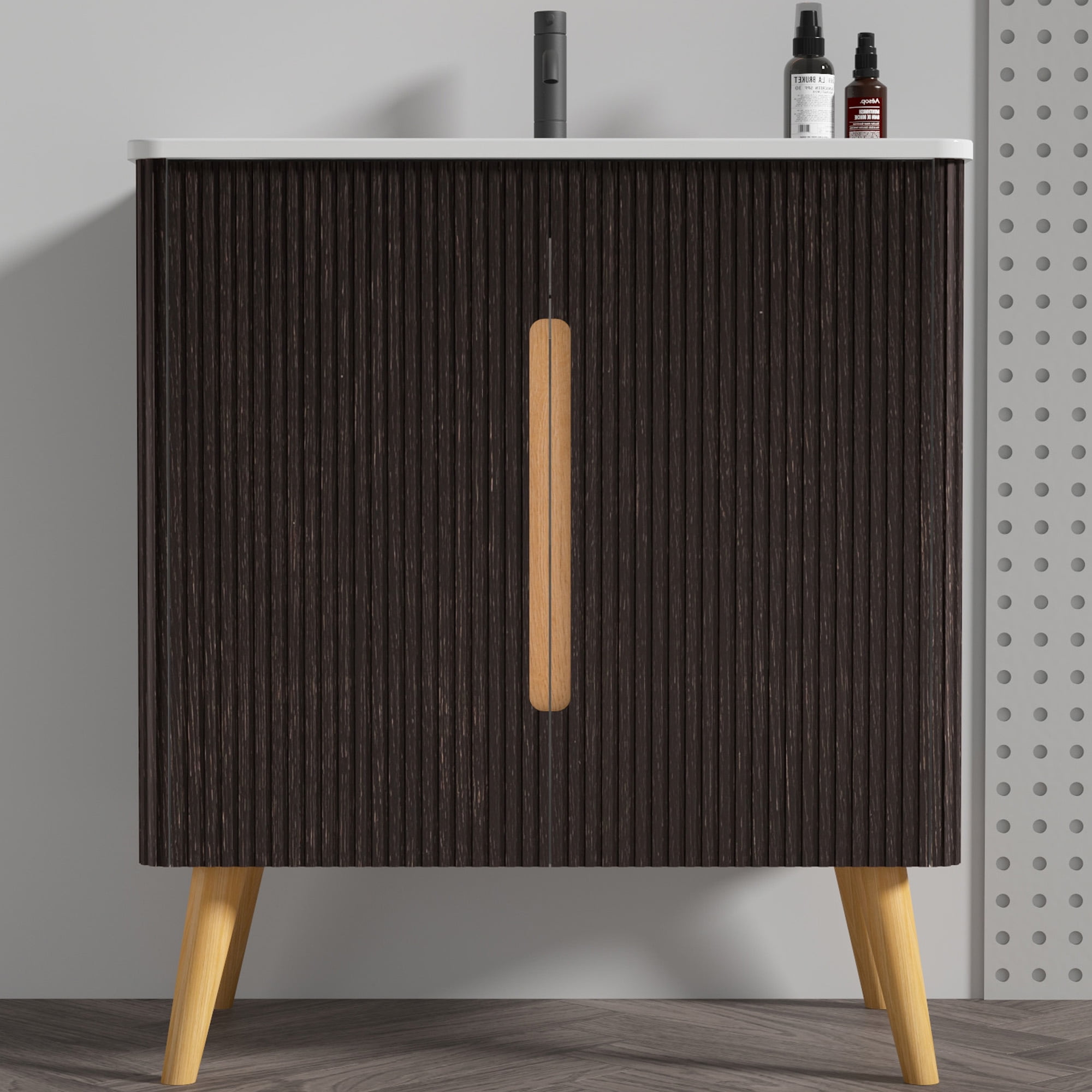 ENSHUI 30" Bathroom Vanity with Sink, Modern Solid Wood Bathroom Cabinet with Ample Storage Space, 30 inch Bathroom Vanities with Soft Close Doors