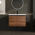 thumbnail image 1 of ENSHUI 30" Wall-Mount Bathroom Vanity with Resin Sink, Walnut Wood Floating Bathroom Vanity Cabinet, Brown, 1 of 9