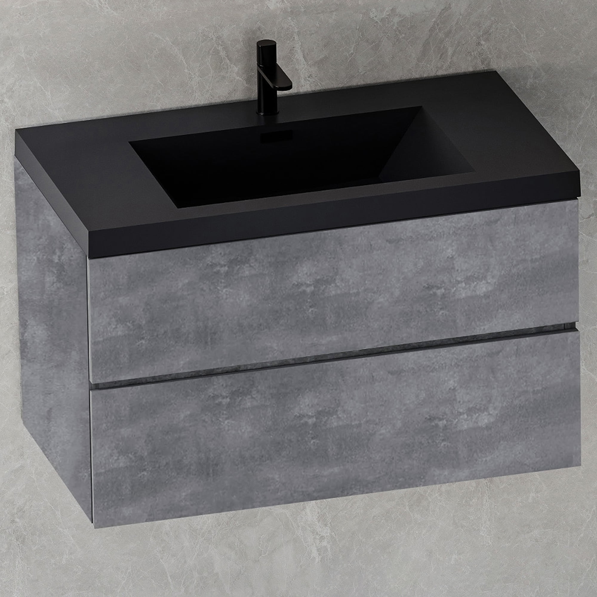 ENSHUI 42" Floating Bathroom Vanity with Sink, Modern 42 inch Wall-Mounted Bathroom Vanity with Soft-Close Drawer & Sturdy Wood Frame, Fully Assembly (Grey)