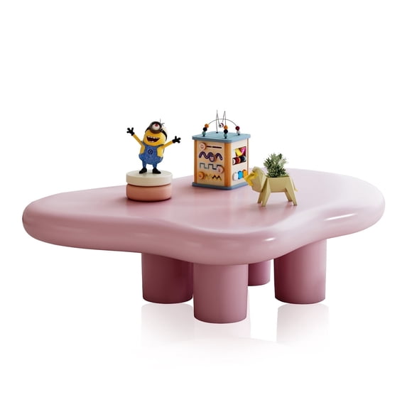 ENSHUI 48.5" Cloud Coffee Table,Unique Modern Coffee Table with 4 Legs for Living Room, Easy Assembly, Pink