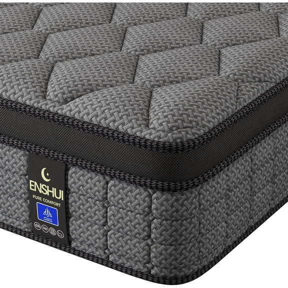 ENSHUI Full Size Mattress 12 Inch Hybrid Mattress in a Box，Medium Firm Mattresses with Gel Memory Foam & Pocket Springs, Pressure Relief, Cooling,Edge Support, 100 Night Trial