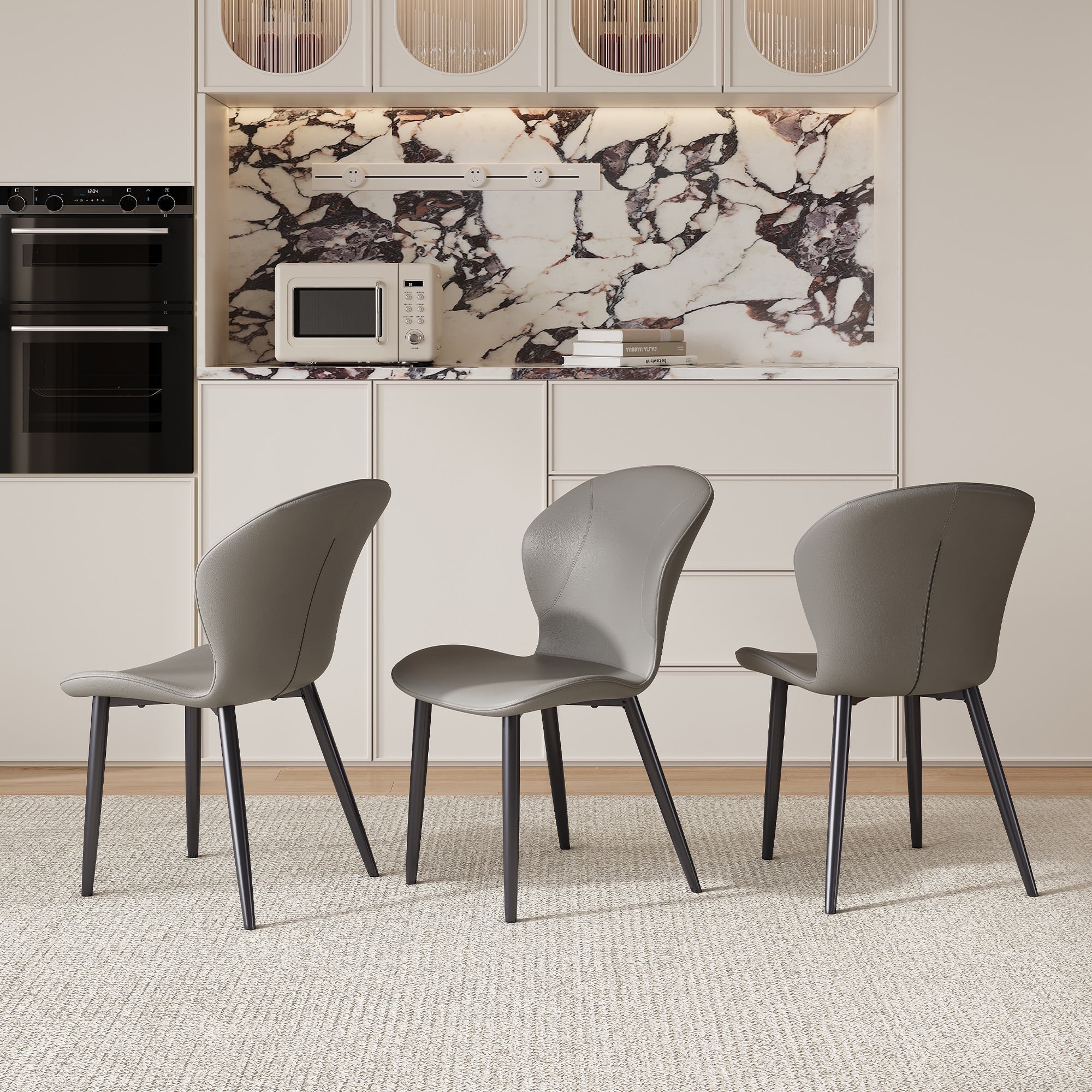 ENSHUI Modern Kitchen Dining Chairs Set of 3, Upholstered Chairs with ...