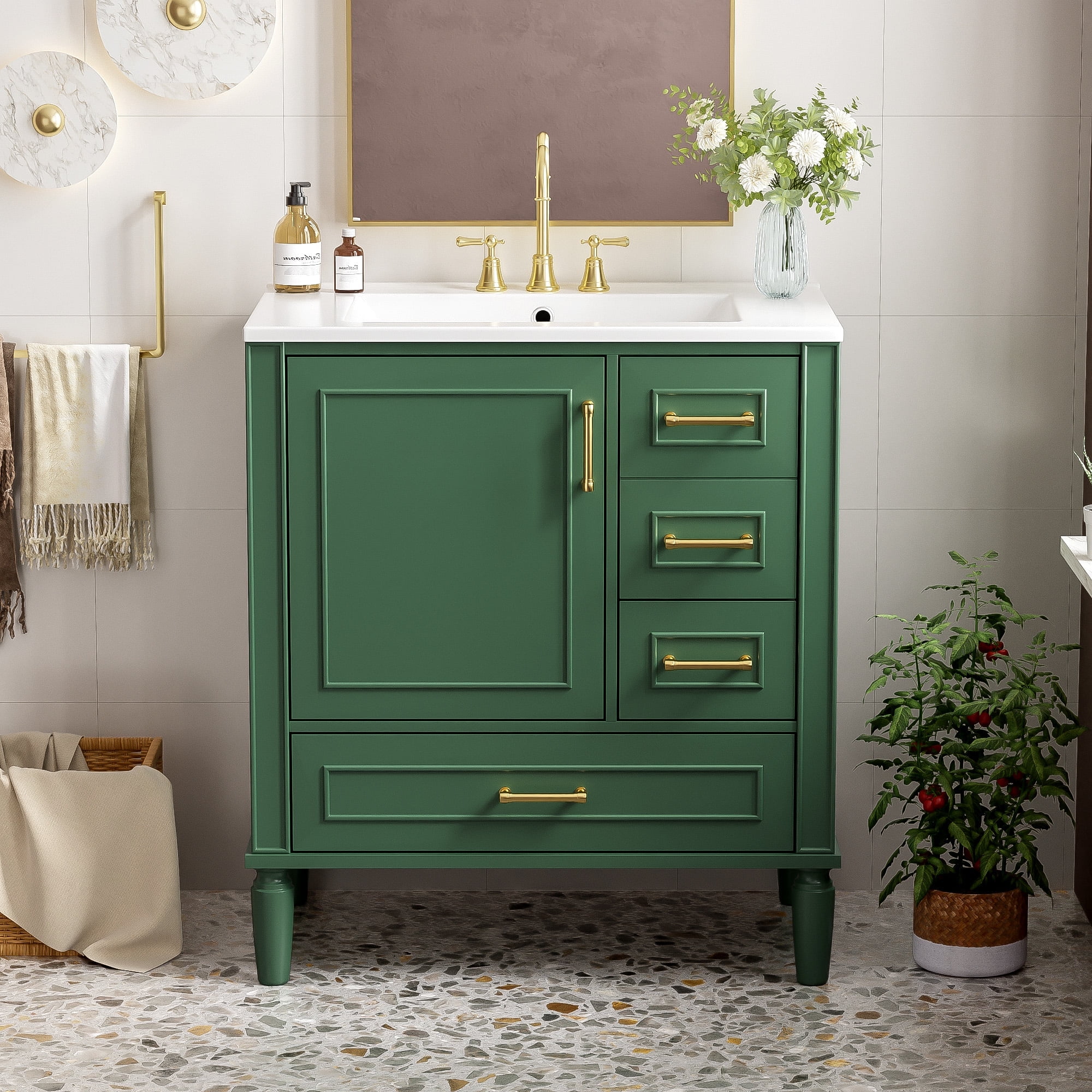 ENSHUI Traditional 30-Inch Bathroom Vanity Set, Floor Standing, with ...