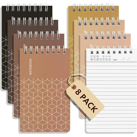 ENSIGHT 8 Pcs Mini Pocket Notebooks - 3x5, 75 Sheets - Notepad Stay Organized Anywhere (Nude)