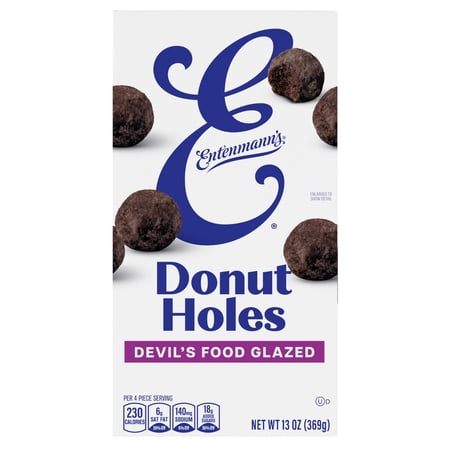 Entenmann's Pop’ems Devil's Food Glazed Donut Holes, 13 oz, Chocolate Chocolate Donuts, Box