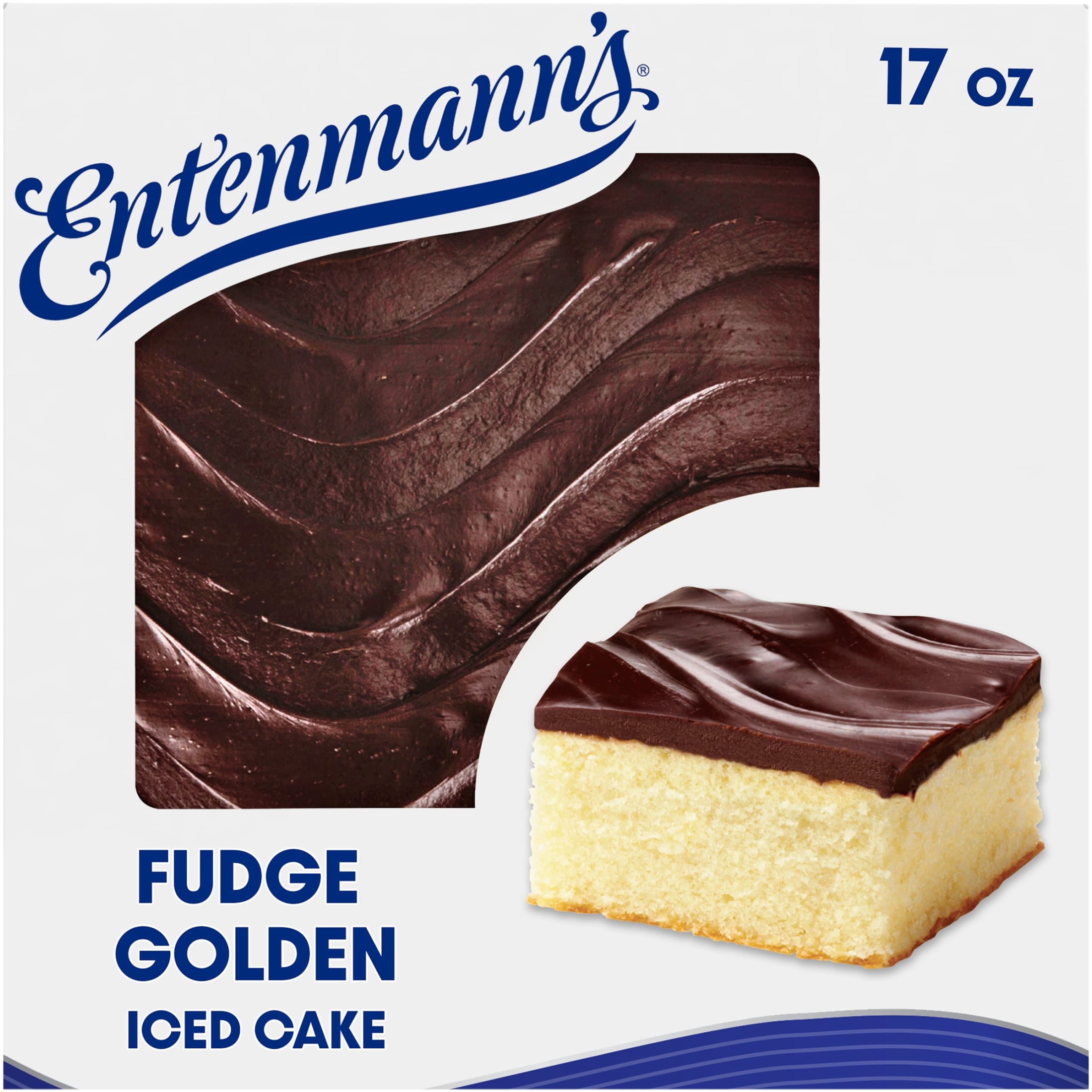 Entenmann's Fudge Iced Golden Cake, 17 oz, Chocolate Vanilla Sheet Cake, Box