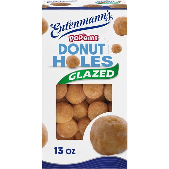 Entenmann's Pop’ems Glazed Donut Holes, 13 oz, Sugar Donut Bites, Box