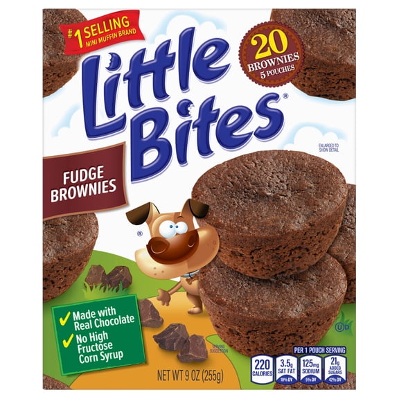 Little Bites Fudge Brownies, 5 packs, Made with Real Chocolate Mini Muffins, 9 oz Multipack