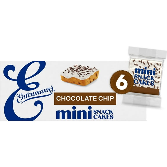 Entenmann's Iced Chocolate Chip Mini Snack Cakes, 6 count, 11 oz Multipack