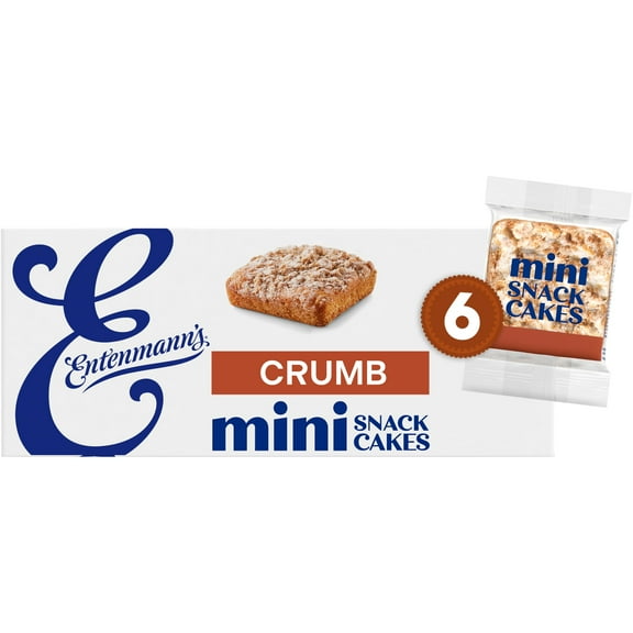 Entenmann's Crumb Mini Snack Cakes, 6 packs, Brown Sugar and Cinnamon Mini Coffee Cakes, 11.5 oz Box