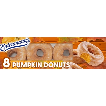 Entenmann's Classic Pumpkin Donuts, 8 count, Real Pumkin Glazed Donuts, 14.5 oz Box