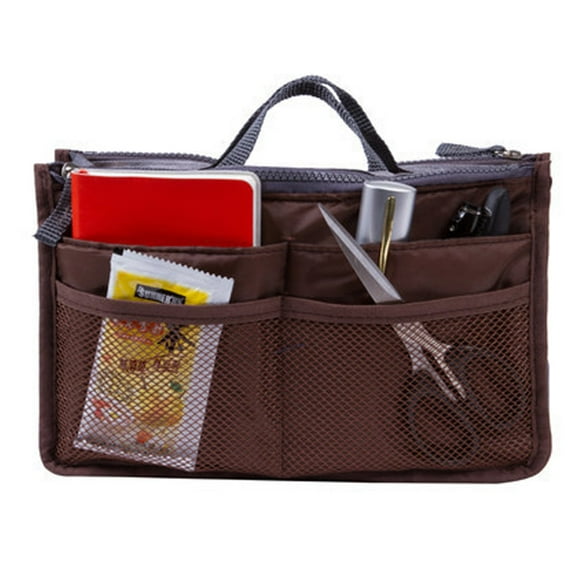 ENTASSER Double zipper bag in the bag multi-functional mobile phone data cable storage bagcoffee