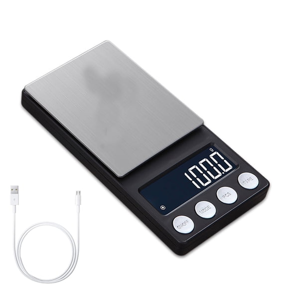 ENTASSER Mini Pocket 500/0.01g High Precision Balance LCD Backlit Display Digital Jewelry Scale Food Weight Kitchen Scale，USB Charging1kg/0.1g