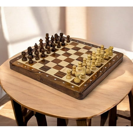 ENTERRO Wooden Chess Set 12 x 12 inch - Foldable and Magnetic - Made of Pure Wood