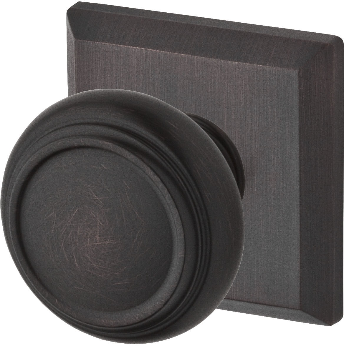 Venetian Bronze Round Keyed Entry Knob with Square Rose