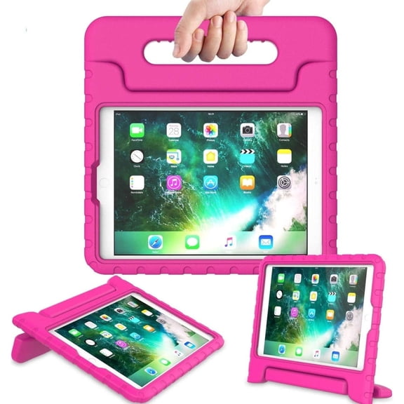 ENTRONIX Kids Case for iPad A18 (2026), Shockproof EVA Foam Protective Cover with Handle Stand, Pink