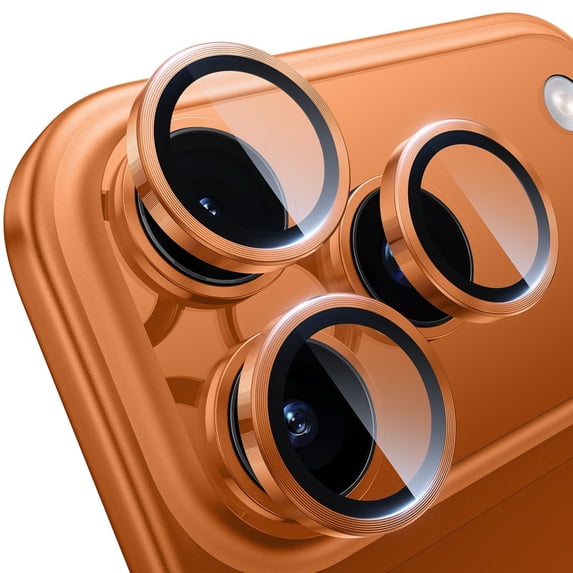 ENTRONIX Metallic Camera Lens Cover for iPhone 16 Pro Max, HD Tempered Glass Lens Guard, Orange