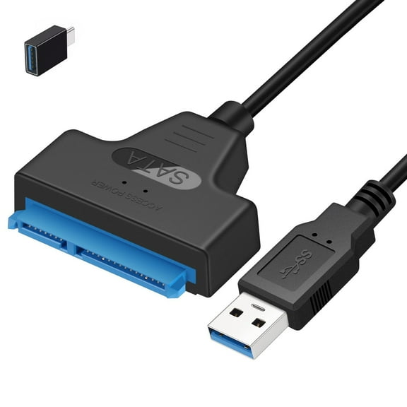 ENTSASMO Black Super Speed USB 3.0 to Sata III 2.5 inch Hard Drive Adapter Converter Cable,Supports UASP SATA III II I to USB 3.0 to Typec Cable Converter 23cm/9" Adapter Cable