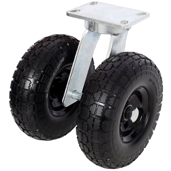 ENTU 10 Inch Dual Flat Free Swivel Caster PU Wheel 660LBS Load Capacity 10.60x10.00x12.50 Inch Black