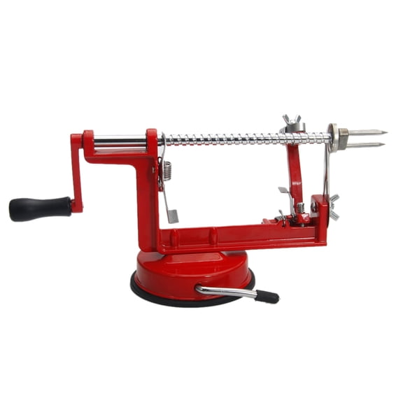 ENTU 3in1 Red HandCrank Apple Peeler Slicer Corer, Stainless Steel Manual Fruit Tool with Suction Base for Home Kitchen