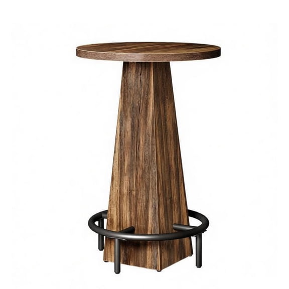 ENTU Counter Height Bar Table with Pyramid Base, Round Pub Table for Living Room Home Bar Bistro