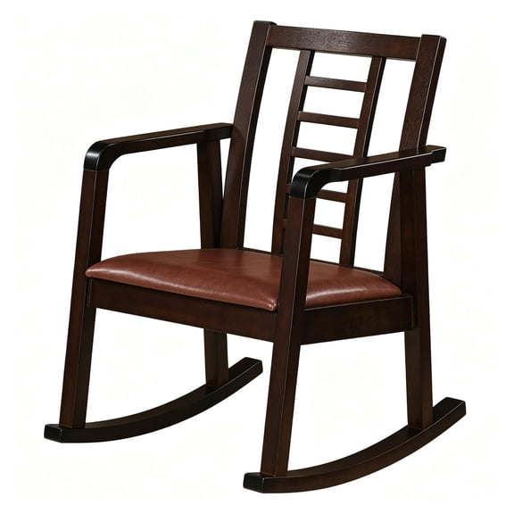 ENTU Heavy-Duty Rocking Chair with Padded Seat Ergonomic Ladder Back Accent Armchair for Indoor Relaxation