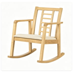 ENTU Heavy-Duty Rocking Chair with Padded Seat, Ergonomic Ladder Back Accent Armchair for Indoor Relaxation
