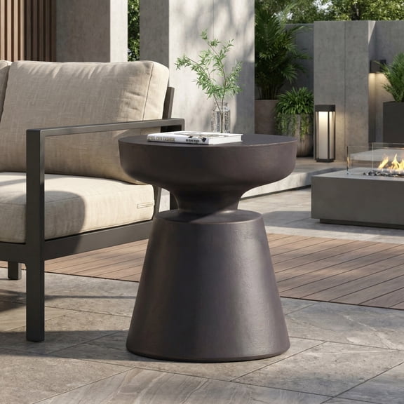 ENTU Outdoor LightWeight Concrete Side Table Copper End Table 17.75x17.75x20.50 Inch