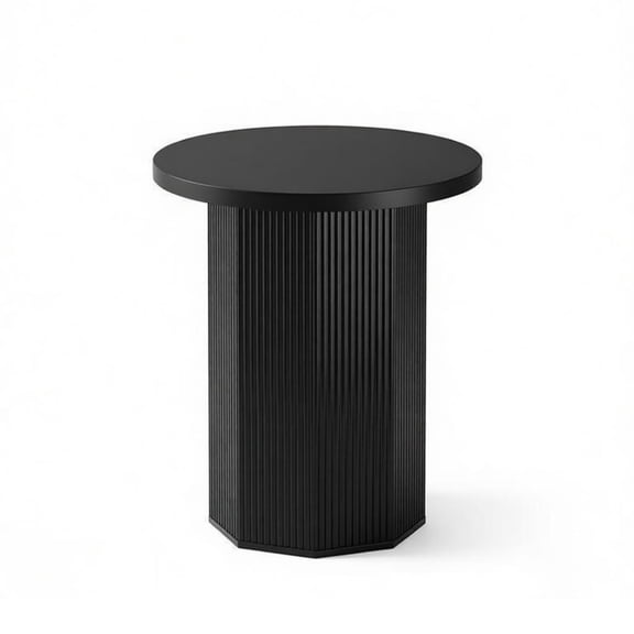 ENTU Round End Table with Octagonal Base Classic Side Table for Living Room Bedroom Small Spaces
