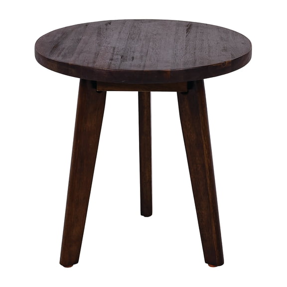 ENTU Solid Acacia Wood Side Table with 3-Leg Base Round End Table for Couch Bedside