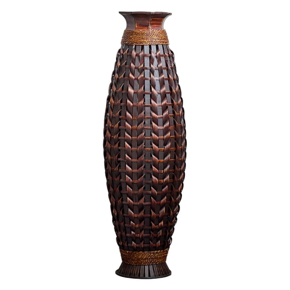 ENTU  Tall Handwoven Floor Vase with Boho Design for Living Room and Entryway
