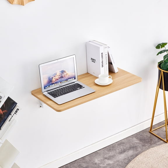 ENTU Wall Mounted Folding Table MDF Space Saving Floating Desk for Small Spaces