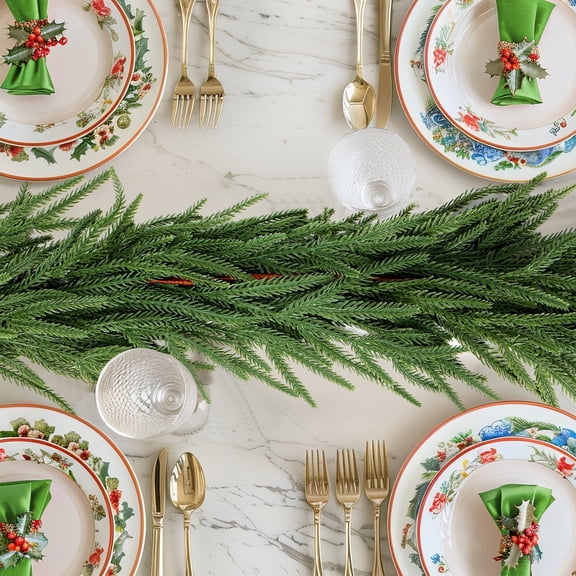 ENVEN 9ft Norfolk Pine Artificial Christmas Garland for Indoor Mantle Staircase Outdoor Holiday Decor