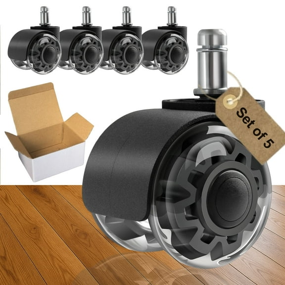 ENYKE 2 Inch Office Chair Wheels Set of 5,11mm Desk Wheels Replacement,Soft Wheels Suitable for Hardwood,Carpet（BLACK）